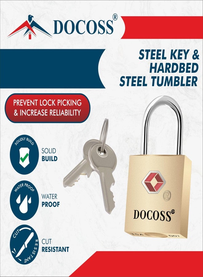 DOCOSS Pack of 2 Small Brass Lock TSA Locks with 2 Keys for Luggage with Keys,Travelling Locks Padlock(Gold) - Image 4